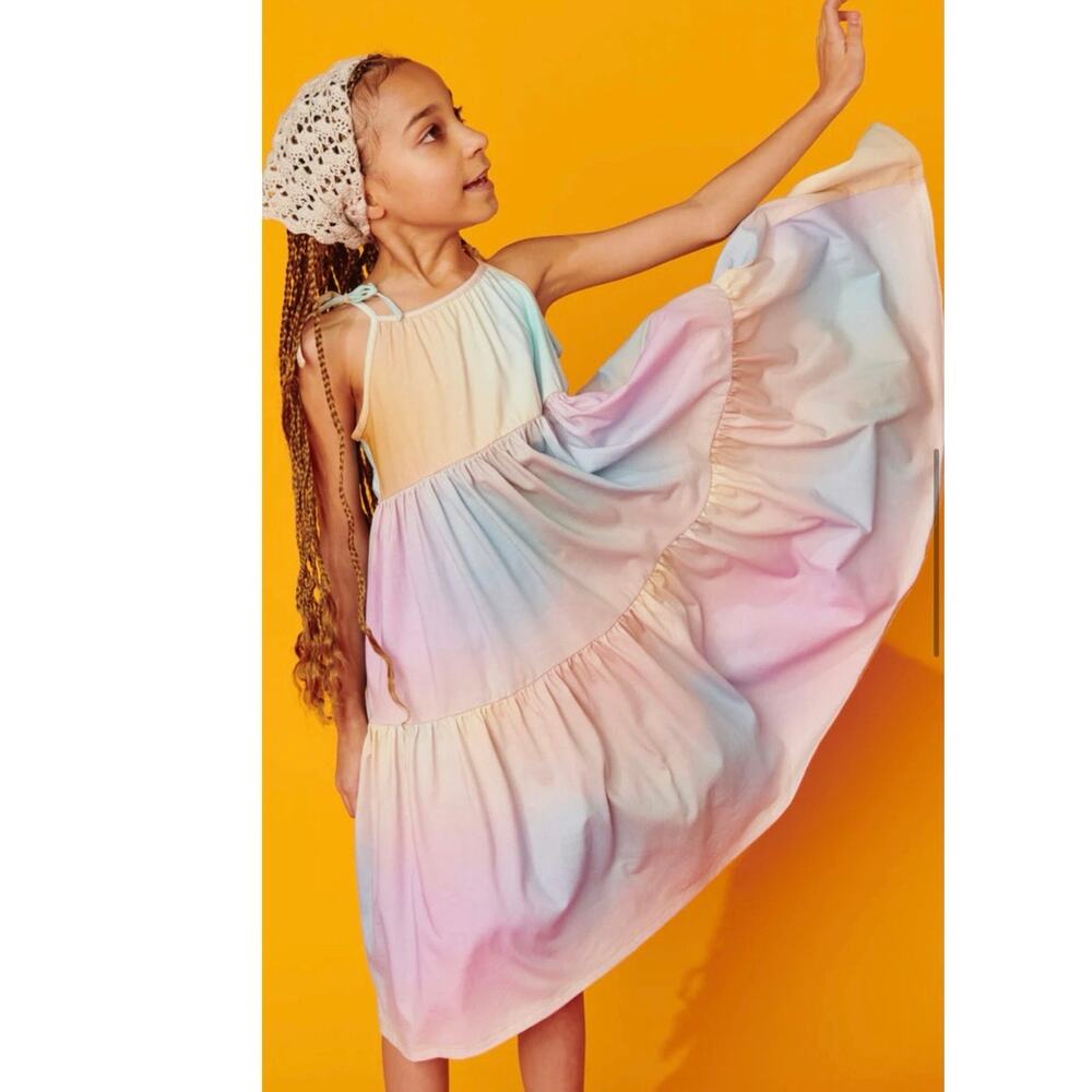 NEW Tea Collection tiered should dress rainbow gradient size 16